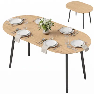 Produktbild von HOMCOM Esstisch Ausziehbar 120-160x80cm Esszimmertisch für 4-6 Personen, Eiche