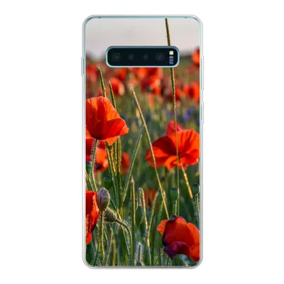 Produktbild von MuchoWow® Handyhülle Schutzhülle Hülle für Samsung Galaxy S10 Plus Blumen - Mohnblumen - Natur - Rot Silikon Softcase Handy Hülle - Schutzhülle