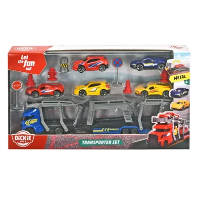 Produktbild von Dickie Transporter Spielzeugset - buntes Kinderspielzeug mit Zubehör
