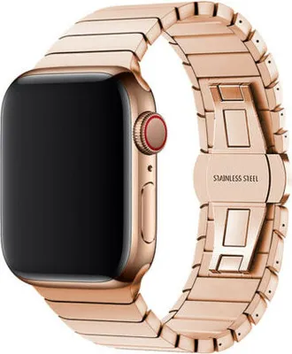 Produktbild von Armband für Apple Watch Series 8 7 6 5 4 3 2 1 SE - Premium Edelstahl Band Ersatzarmband Armband - Rosegold - 42mm 44mm 45mm