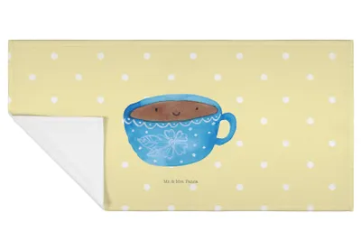 Produktbild von Mr. & Mrs. Panda Handtuch Kaffee Tasse - Gelb Pastell - Geschenk, Genuss, Frotteehandtuch, Geschmack, gesichtshandtuch, Flauschtuch, Lustige Sprüche, kleines, Glücklich