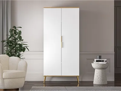 Produktbild von Kleiderschrank VLORA-131 in weiß mit goldfarbenen Griffen