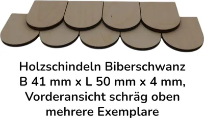 Produktbild von 75 Stück Holzschindeln Biberschwanz B 41 mm x L 50 mm x 4 mm