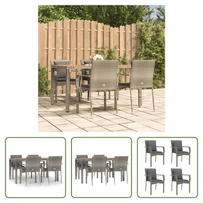 Produktbild von The Living Store 5-tlg. Garten-Essgruppe mit Kissen Grau Poly Rattan