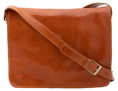 Image de Sac bandoulière pour homme, en cuir de vachette véritable, fermeture magnétique, fabriqué en Italie
