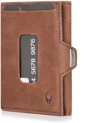 Obrázek produktu pro DONBOLSO Slim Wallet 9x7x1,5cm - Kožená peněženka s kapsou na mince, 5 přihrádkami na karty a přihrádkou na bankovky - RFID security - Peněženka