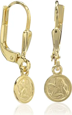 Produktbild von Paar Ohrhänger 20mm Schutzengel Poliert 8 Karat Gelb Gold 333 Ohrringe Rund