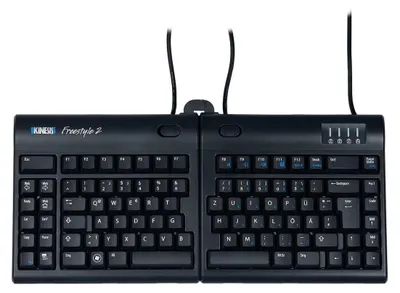 Produktbild von Kinesis KB800PB-DE-20, Mini, Kabelgebunden, USB, Membran Key Switch, QWERTZ, Schwarz