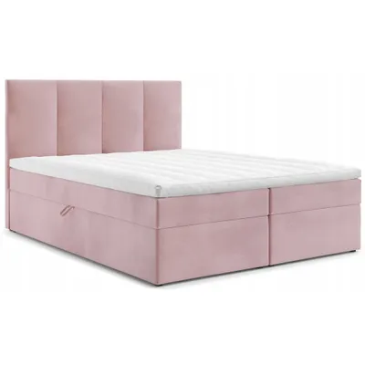 Produktbild von Boxspringbett 160 x 200 - Rosa - mit Bettkästen - mit Bonell Matratze und Topper - Komplett-Set - Polsterbett