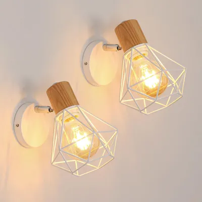 Produktbild von Toolight 2 Wandstrahler Diamant 350° Weiß E27 Wohnzimmer Schlafzimmer