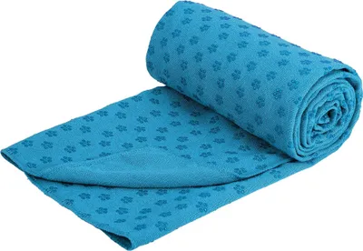 Produktbild von ??Premium Yoga-Handtuch (63x183 cm) - Rutschfest, Schnelltrocknend mit Tragenetz & Punktdesign??(Blau)