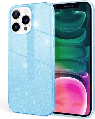 Produktbild von NALIA Robuste Glitzerhülle für iPhone 13 Pro, Stoßfeste Glänzende Glitzer Hybrid Schutzhülle Verstärkte Silikonhülle Blau