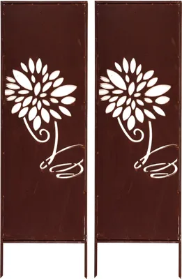 Produktbild von 2x Sichtschutz Metall - 160 cm x 50 cm - Edelrost - Rostoptik Sichtschutz für Garten - Sichtschutzelement - Sichtschutzwand - Gartendekoration Zaun ROST
