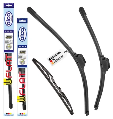 Produktbild von alca® Scheibenwischer Komplettset für PEUGEOT 206+ 03.2009 - 08.2013, U-FLAT Flachbalkenwischer, flaches Design, Flexibel, Nanographitbeschichtung