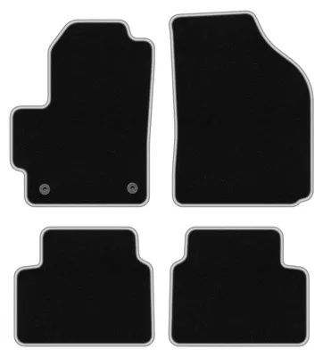 Produktbild von Fußmatten Velours Schwarz/Silber für Chevrolet Matiz 2004-2009 Set 4-tlg
