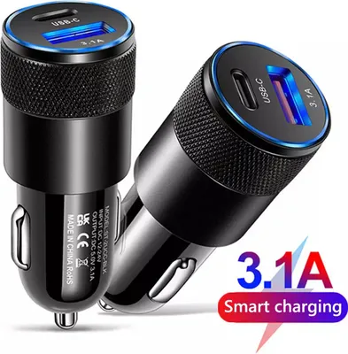 Produktbild von Auto Ladegerät USB Typ C USB-C QC 3,1 Smart Ladeadapter KFZ Zigarettenanzünder
