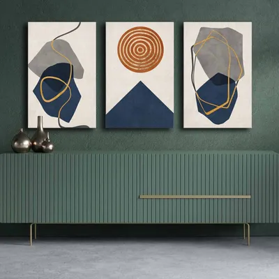 Produktbild von Wallity, 3P4570GSC-008, Dekoratives Leinwandgemälde (3 Teile), Mehrfarbig, 100 % LEINWAND, 145 x 70 cm