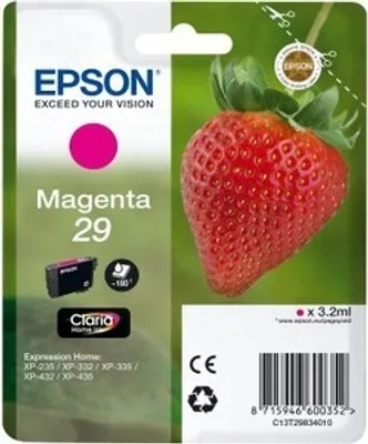 Produktbild von Epson Strawberry Singlepack Magenta 29 Claria Home Ink, Standardertrag, Magenta, Tinte auf Pigmentbasis, 3,2 ml, 1 Stück(e), 180 Seiten