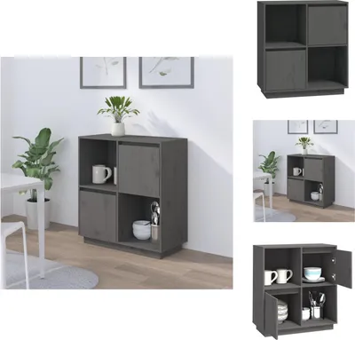 Obrázok produktu pre vidaXL Príborník sivý 74x35x80 cm z masívneho borovicového dreva - Príborníky