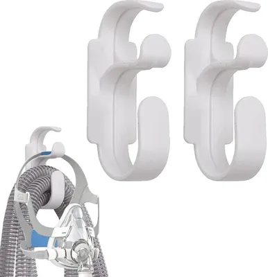 Produktbild von 2 Stück CPAP Schlauchhalter Weiß CPAP-Maskenhaken mit Anti-Rutsch-Funktionfür CPAP Gerät Schlafapnoe und Shisha Tangle-Free Design Schlauchverwicklung