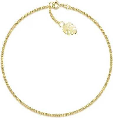 Produktbild von SILBERKETTEN STORE Fußkette Panzer 1,7mm mit Blattanhänger - echt 585 Gold, Länge wählbar - 27cm