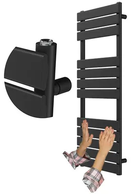 Obrázek produktu pro Granitan – koupelnový radiátor – sušák na ručníky – 120 × 45 cm – černý – ohřívač ručníků – OSLO