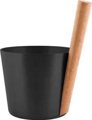 Produktbild von Rento Saunaeimer Aluminium SCHWARZ mit Bambusgriff