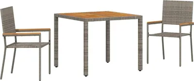 Produktbild von vidaXL Garten Essgruppe 3 stk. Grau Poly-Rattan