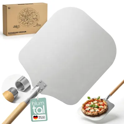 Produktbild von Pizzaschieber Brotschieber Pizzaschaufel - Aluminium - 30,5 x 30,5 cm - Abnehmbarer Griff