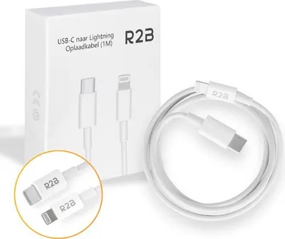 Produktbild von R2B USB-C zu Lightning Kabel 1m – Schnellladekabel für iPhone & iPad – Weiß
