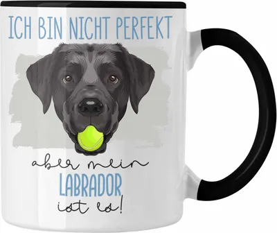 Produktbild von Trendation - Labrador Besitzer Tasse Geschenk Lustiger Spruch Geschenkidee Besitzerin Ich Bin Nicht Perfekt Aber Mein Labrador Ist Es (Schwarz)