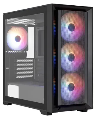 Imagen del producto de Caja para PC Aerocool Tern Mini, factor de forma Micro ATX, 4 ventiladores FRGB, panel frontal de vidrio templado, color