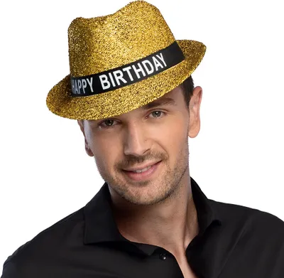 Image de Chapeau d'anniversaire Happy Birthday pour adultes or