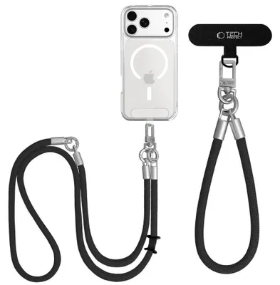 Zdjęcie produktu dla Smycz do telefonu komórkowego Tech Protect C10S Rope Crossbody Wrist, czarna