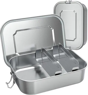 Produktbild von Unyqoos® Lunchbox aus Edelstahl 1400 ml mit herausnehmbarem Trennfach, auslaufsicher, BPA-frei, spülmaschinenfest – ideal für Schule & Arbeit