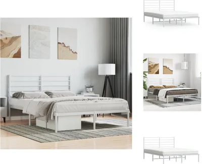 Produktbild von vidaXL Bettgestell mit Kopfteil Metall Weiß 140x200 cm -  Betten & Bettgestelle