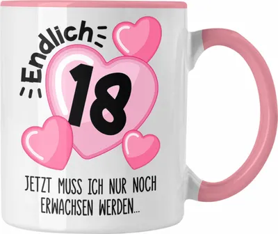Produktbild von Trendation - 18. Geburtstag Tasse Geschenk Mädchen Geschenkidee Lustig Spruch 18 Geschenke Geschenkideen zum 18 Bday 18er (Rosa)