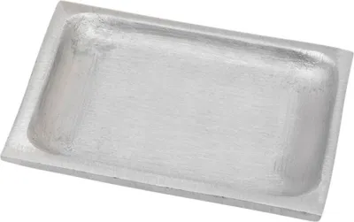 Produktbild von Kerzenteller Rechteckig 10x7cm Aluminium Silber Matt Untersetzer Untertasse Deko
