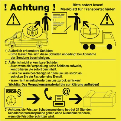 Produktbild von Dreifke® Merkblatt für Transportschäden, Papier selbstkl., 100x100 mm, 500 St...