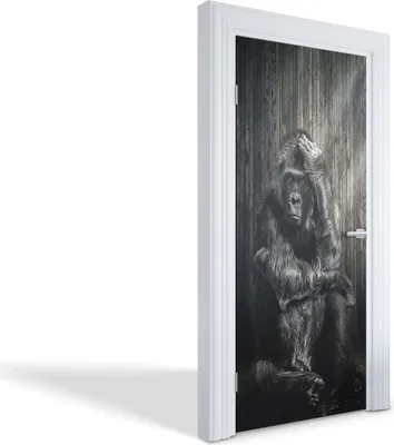 Produktbild von Selbstklebende Türfolien Kreativ Türtapeten Wandsticker - Ein nachdenklicher Gorilla - 95 x 205 cm