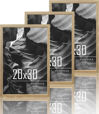Produktbild von Set von 3 Holz-Fotorahmen 20x30 cm, Eiche MDF, Naturfarbe, für Zuhause