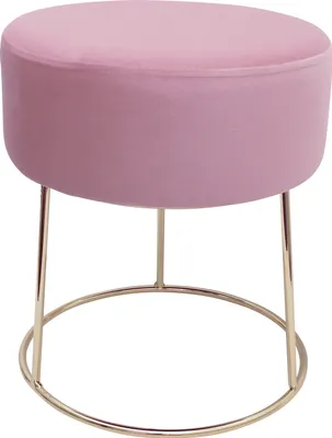 Produktbild von Echtwerk runder Sitzhocker Marilyn, Polsterhocker aus Samtstoff, Schminkhocker mit Metallbeinen in gold, Hocker geeignet für Schlaf- und Wohnzimmer, Fußhocker bis 150 kg belastbar, rosa