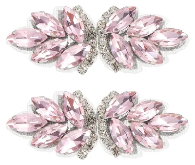 Strass-Applikationen 2 St., handgefertigt, rosa/silber/weiß