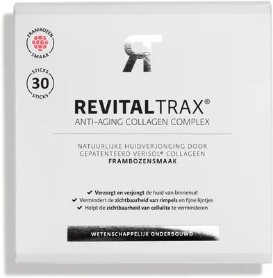 Produktbild von RevitalTrax Kollagen Pulver Himbeergeschmack – 5.000mg Verisol® Kollagen Komplex – Nahrungsergänzungsmittel für Haut, Haare und Nägel, 30 Beutel