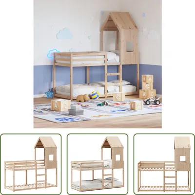 Obrázek produktu pro The Living Store Patrová postel se střechou 80x200 cm z masivního borovicového dřeva