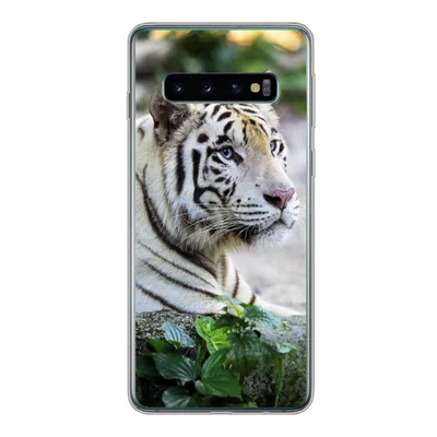 Produktbild von MuchoWow® Handyhülle Schutzhülle Hülle für Samsung Galaxy S10 Tiger - Weiß - Sand Silikon Softcase Handy Hülle - Handytasche