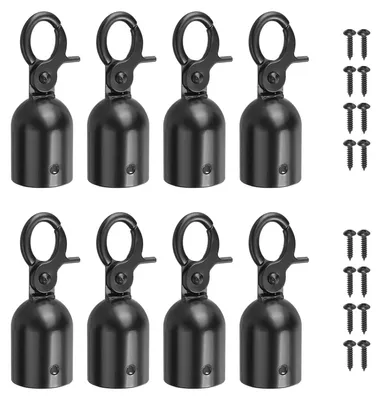 8er-Set Abschlusskappen für Stangenseile, schwarz, Aluminium