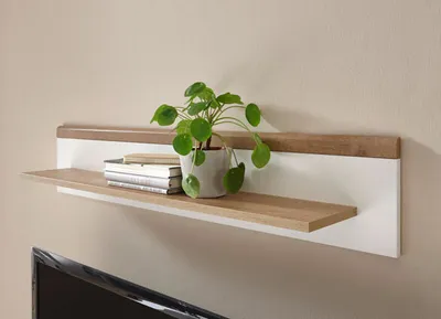 Immagine prodotto di Scaffale a muro Merle 107cm rovere riviera / bianco opaco Scaffale soggiorno
