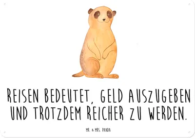 Produktbild von Mr. & Mrs. Panda tafel Erdmännchen DIN A5 - Weiß - Geschenk, Wandbild, Schild, Traveling, Roadtrip, Afrika, Spruch, Türschild, Blechschild, Reisen, Metallbild