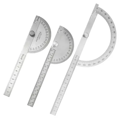 Image de Solidchoice - Ensemble de 3 équerres en acier inoxydable, angle de 0 à 180 degrés - Rapporteur universel